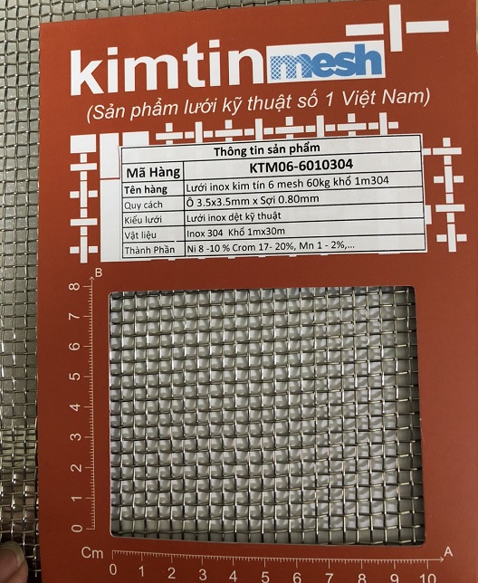 Lưới inox 6 mesh Kim Tín 304